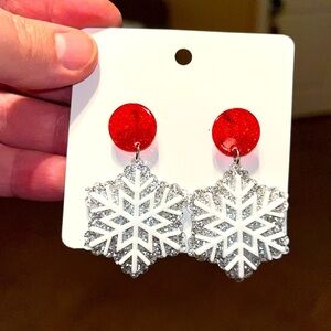 Snowflake Christmas Theme Dangle Earrings